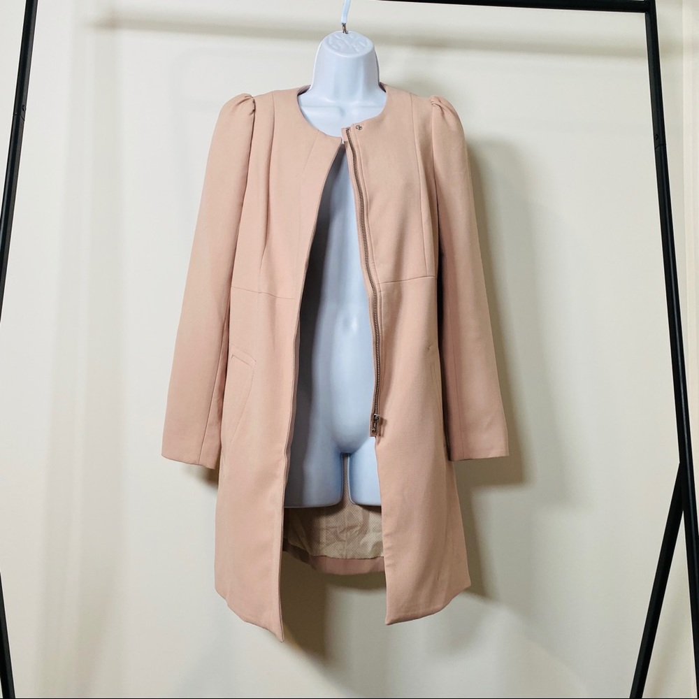 H&M Blush Pink Gathered Shoulder Lightweight Jacket Size 6 - Picture 6 of 9